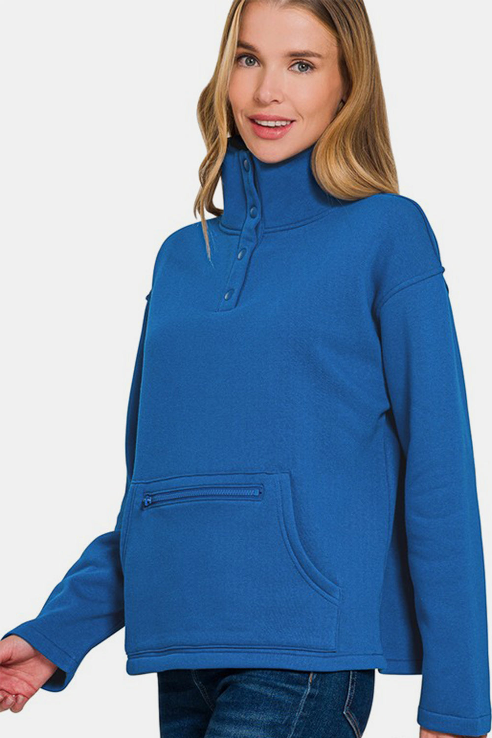 Turtleneck Half Snap Fleece Sweatshirt