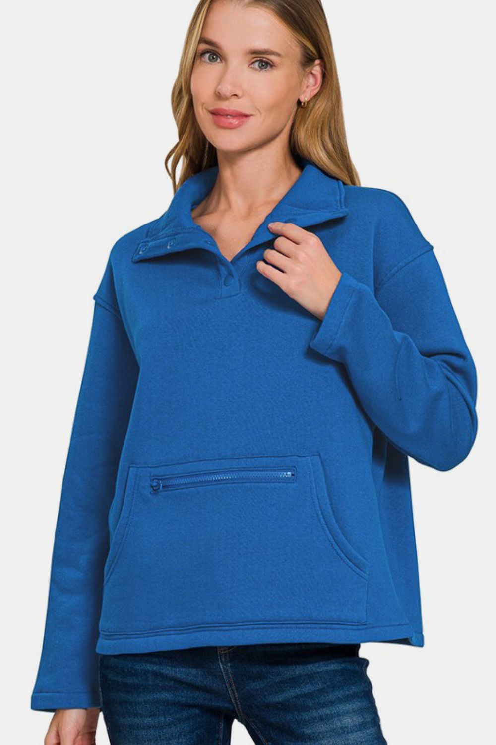 Turtleneck Half Snap Fleece Sweatshirt