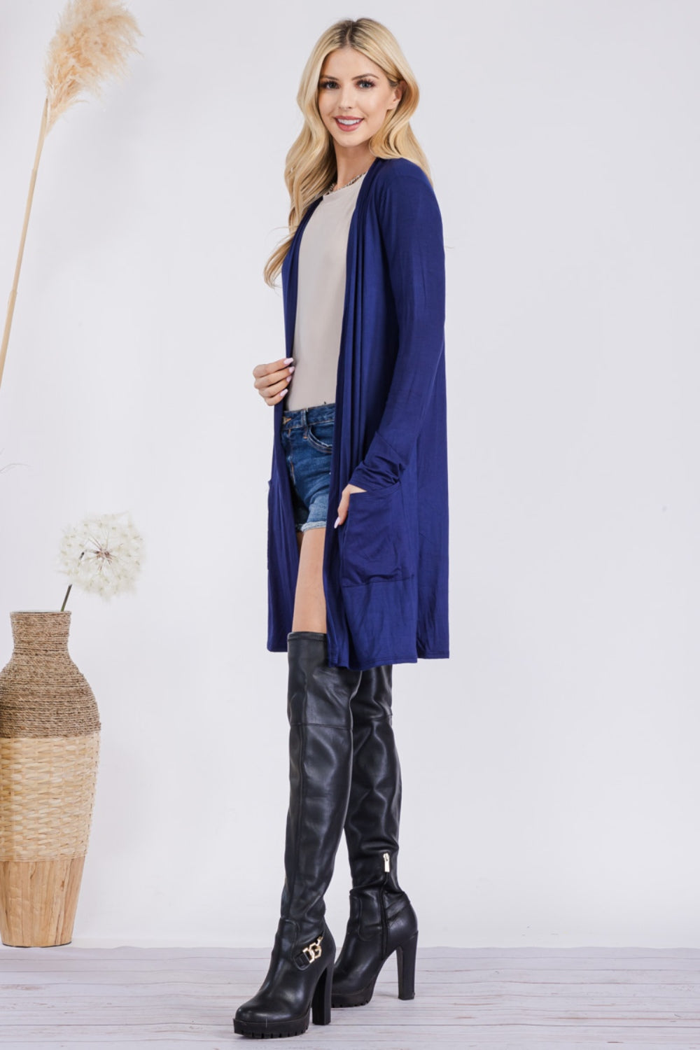 Open Front Cardigan with Pockets