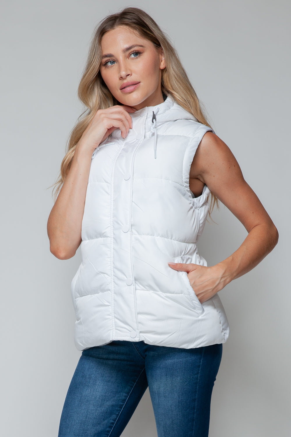 Snap and Zip Closure Hooded Vest