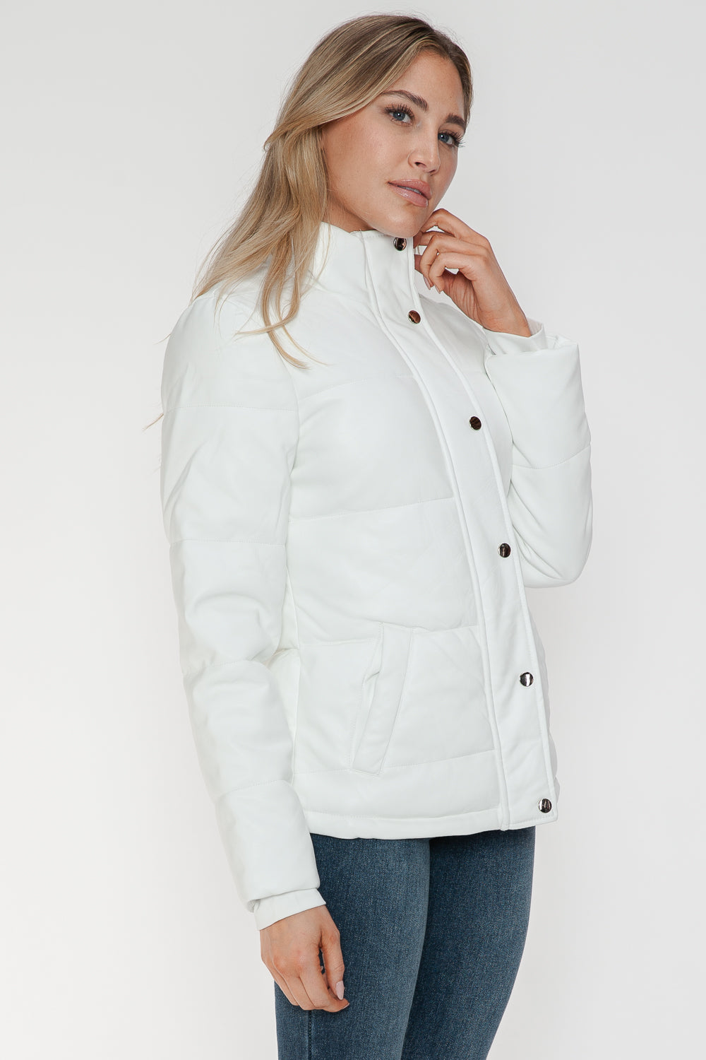 Pocketed Zip Up Turtleneck Puffer Jacket