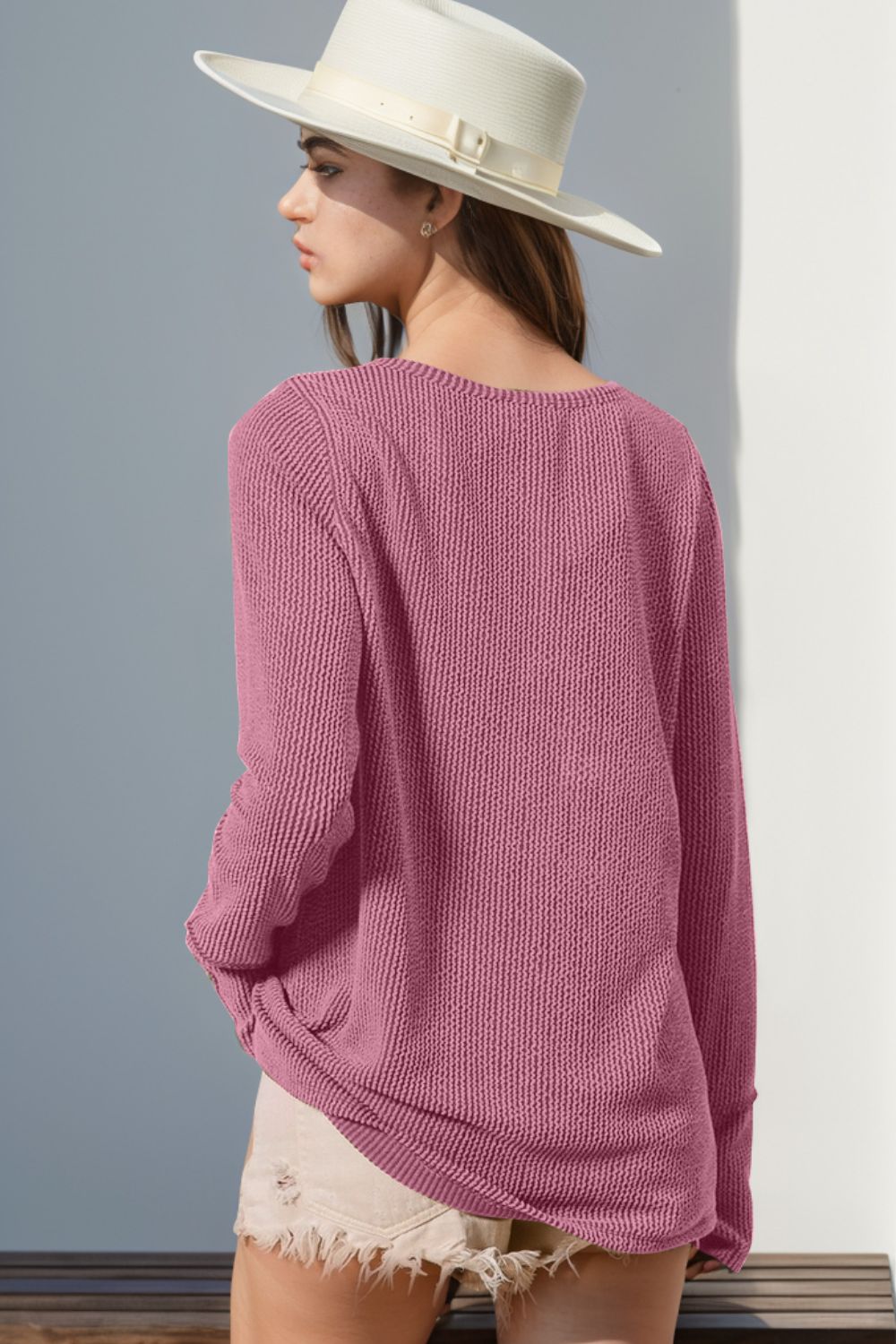 Notched Thumbhole Long Sleeve T-Shirt