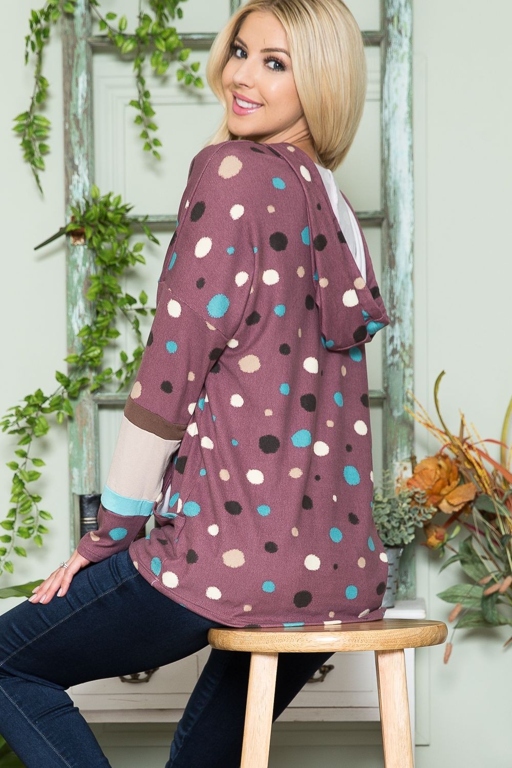 Polka Dot Drawstring Hoodie