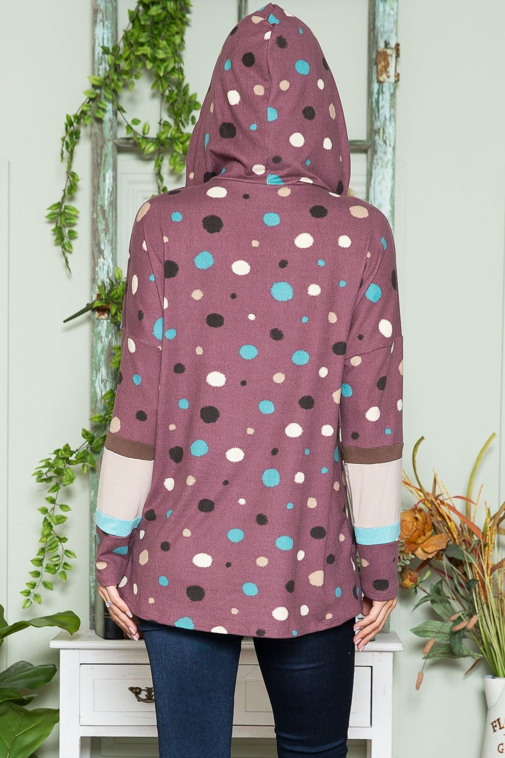 Polka Dot Drawstring Hoodie