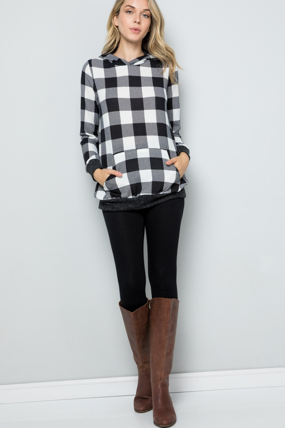 Plaid Long Sleeve Hoodie