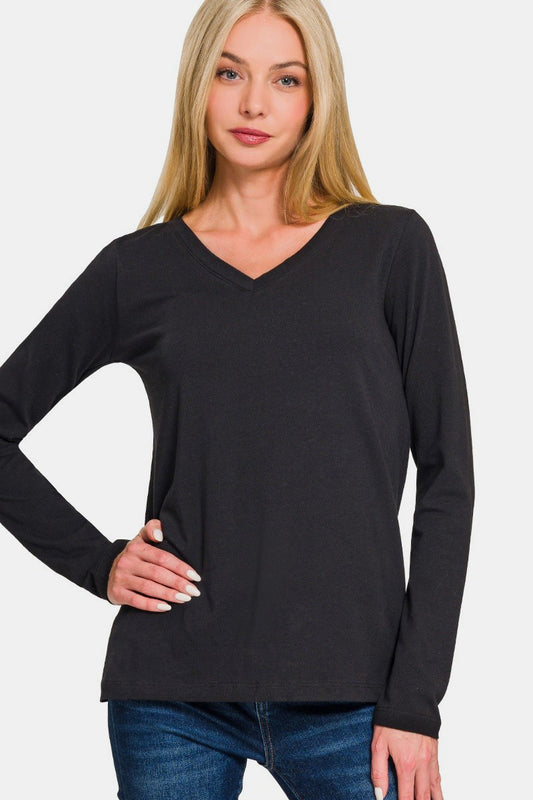 V-Neck Long Sleeve T-Shirt