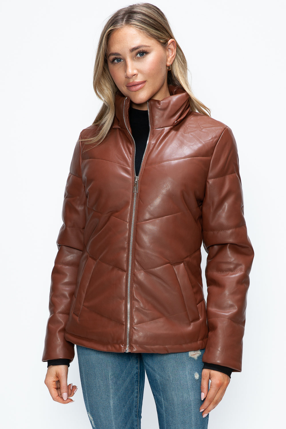 Pocketed Zip Up Puffer Jacket with Removable Hood