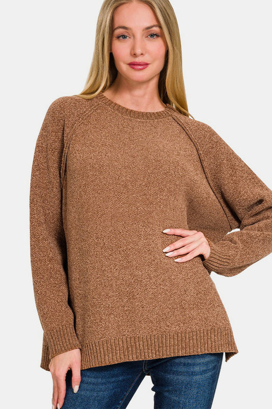 Side Slit Raglan Sleeve Sweater