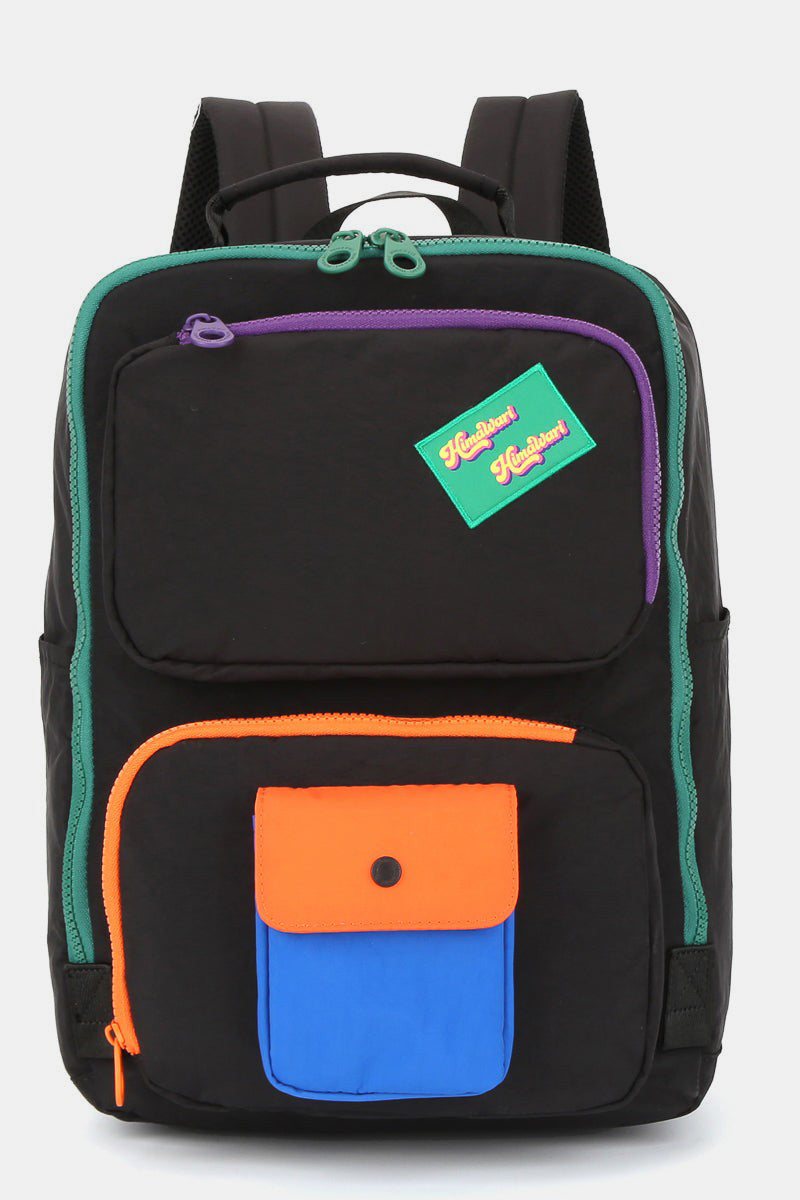 Contrast Nylon Backpack Bag with Handles