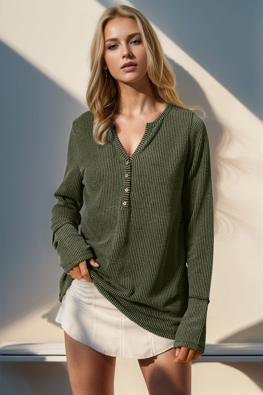 Notched Thumbhole Long Sleeve T-Shirt