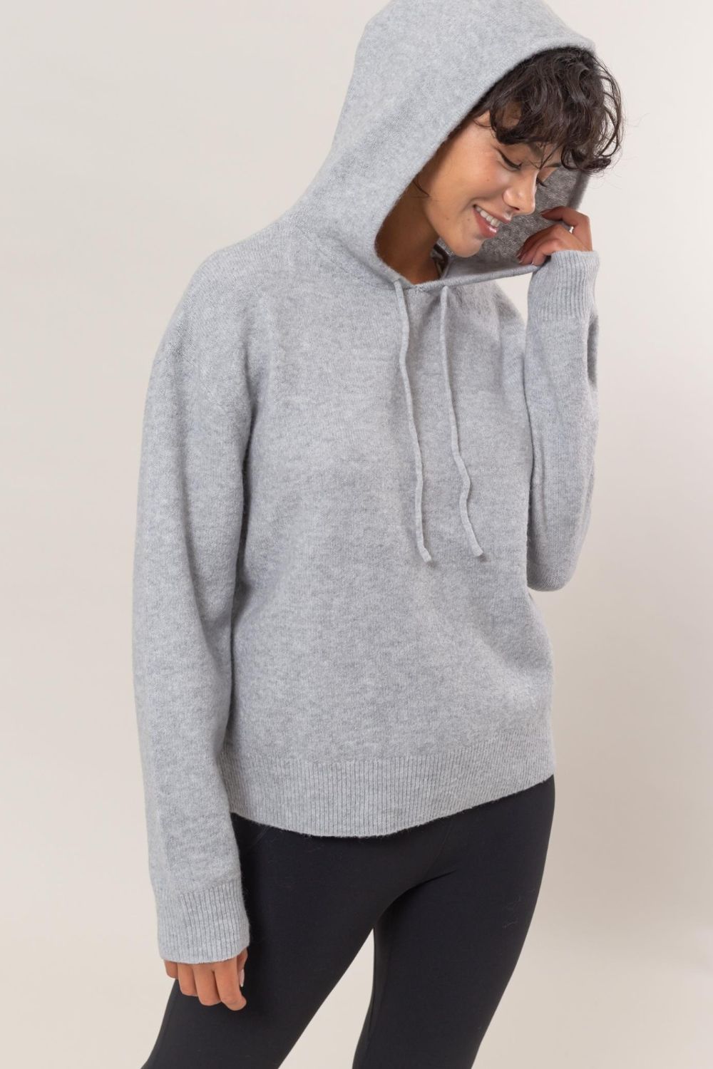 Drawstring Long Sleeve Hooded Sweater