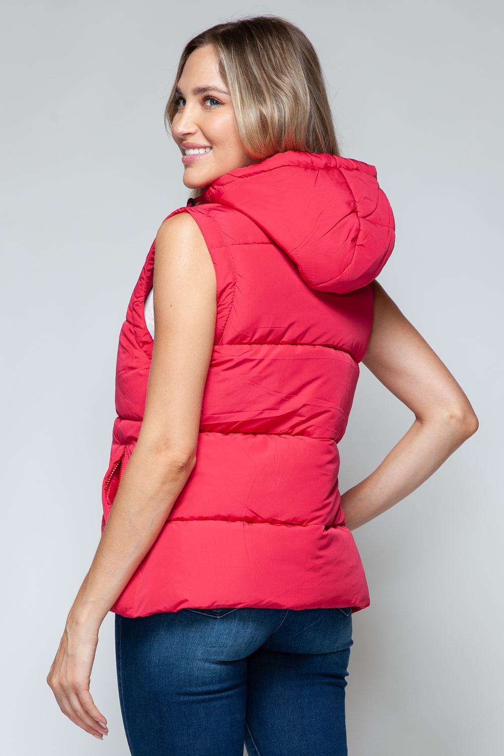 Snap and Zip Closure Hooded Vest