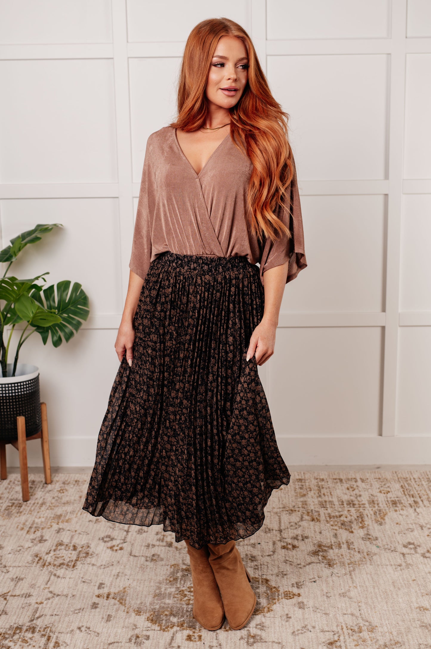 Just What You Wanted Floral Print Pleated Skirt