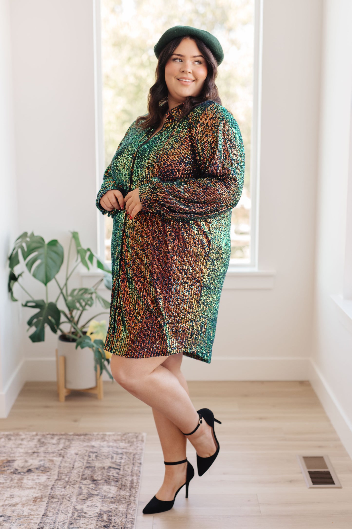 Shimmering Splendor Sequin Shirt Dress