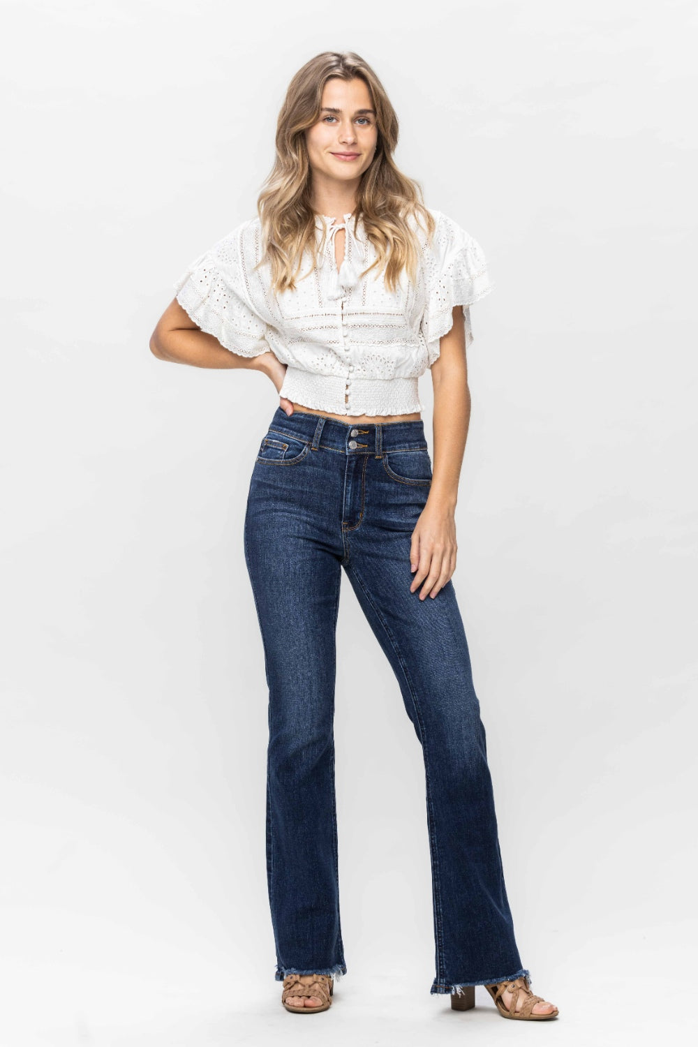 Judy Blue Full Size Frayed Hem Bootcut Jeans