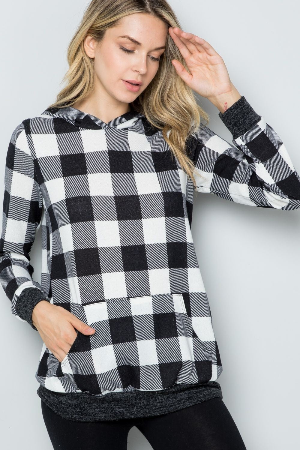 Plaid Long Sleeve Hoodie