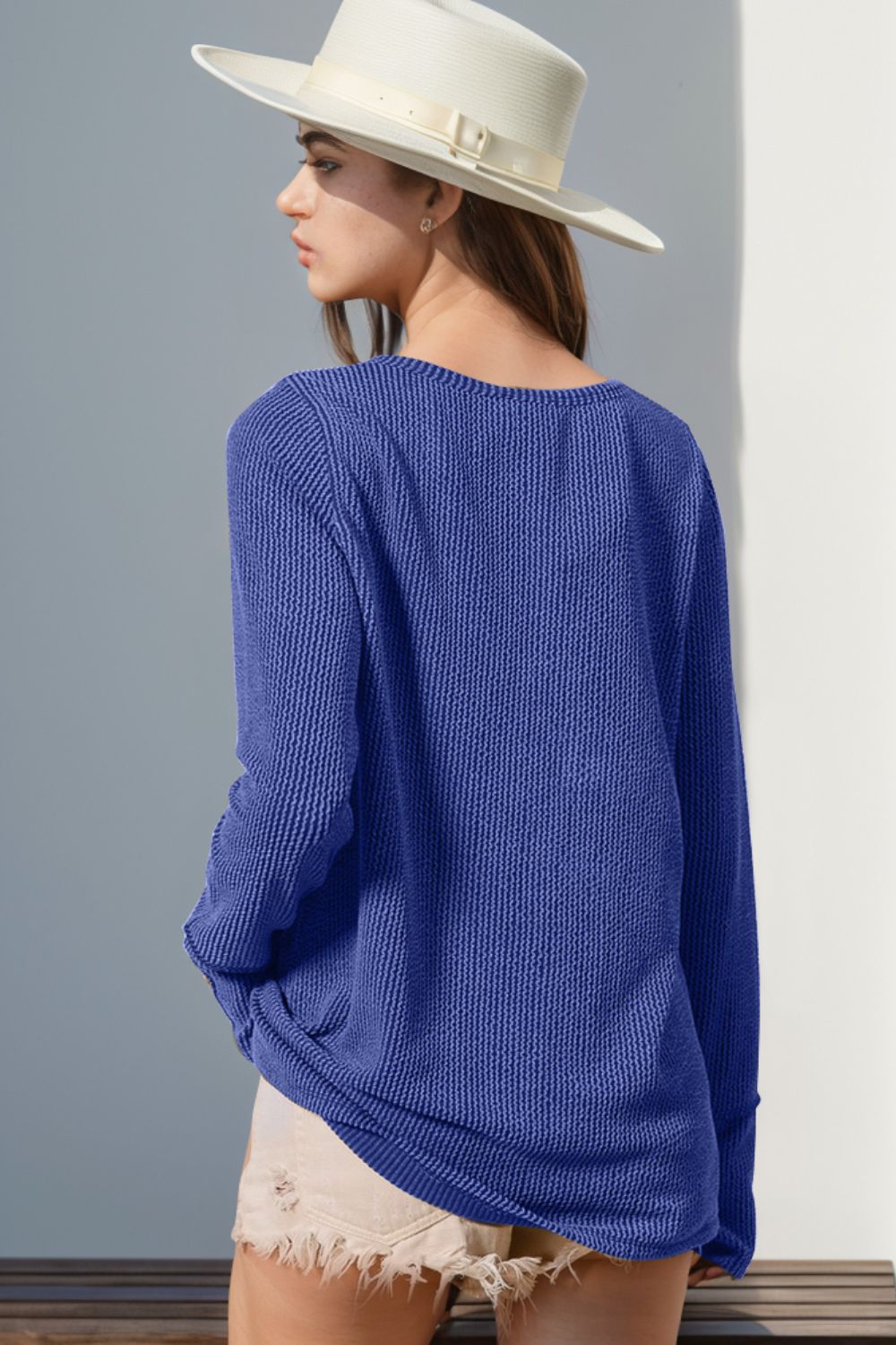 Notched Thumbhole Long Sleeve T-Shirt