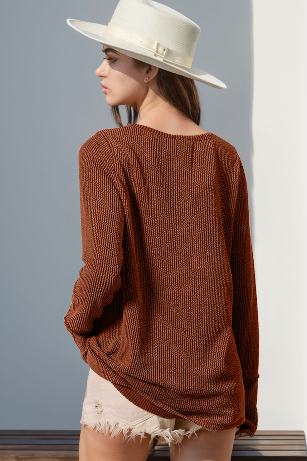 Notched Thumbhole Long Sleeve T-Shirt