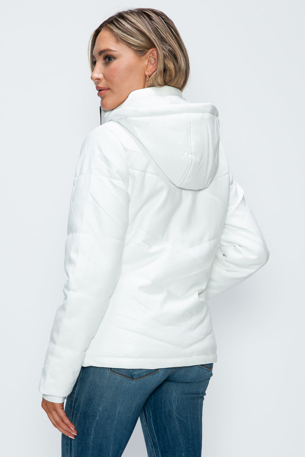 Pocketed Zip Up Puffer Jacket with Removable Hood