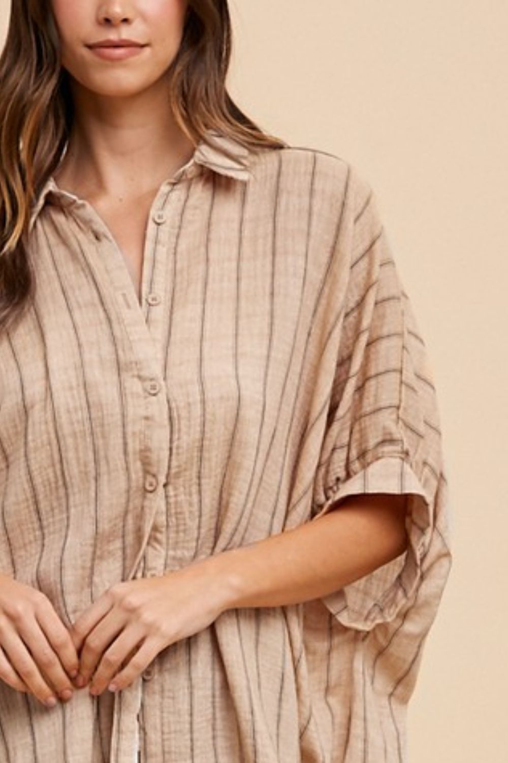 Striped Button Up Half Sleeve Shirt