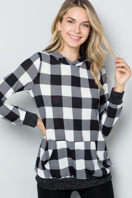 Plaid Long Sleeve Hoodie