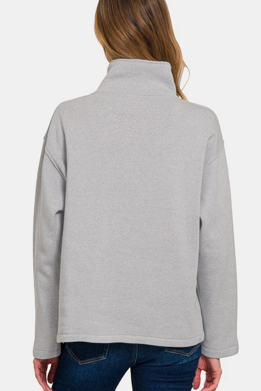 Turtleneck Half Snap Fleece Sweatshirt